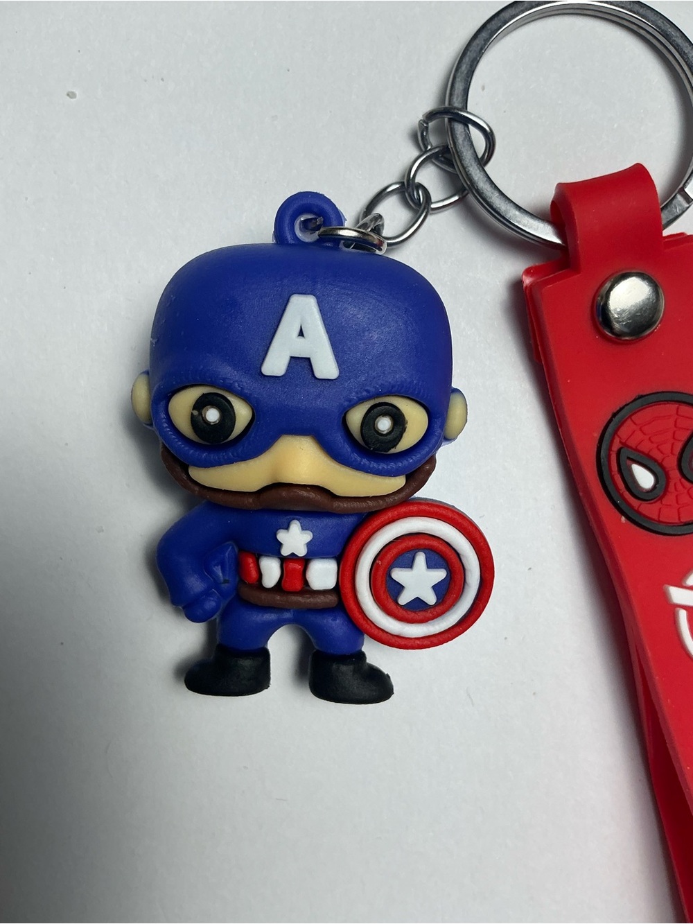 Captain America Figure Keychain with Blue Avengers Wrist Strap